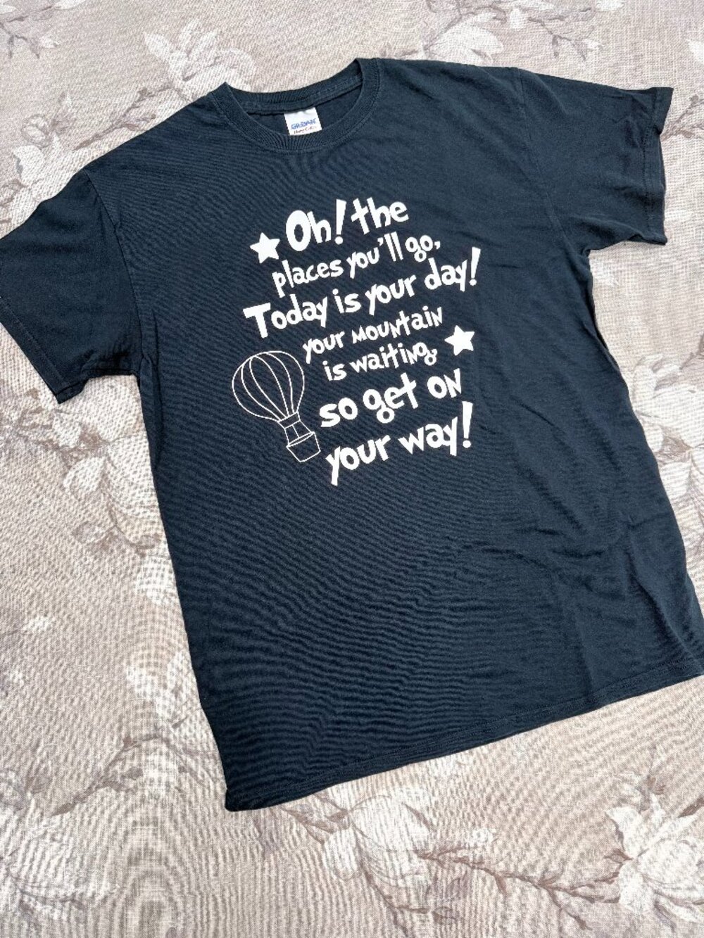 Dr. Seuss Oh The Places You’ll Go Graphic Tee Black Medium Inspirational Teacher